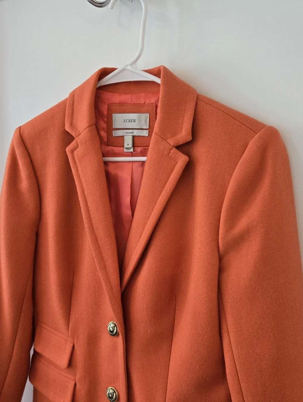 J.Crew Orange 100% Wool Blazer Sz 6